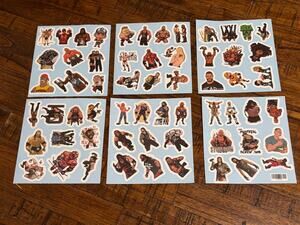 One 1 Sheet of 10 Random Premium Wrestling Stickers Decals